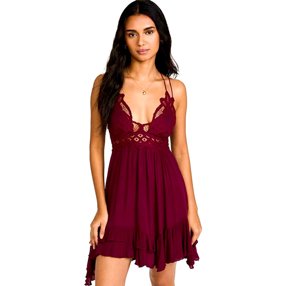 NWOT Free People Adella Mini Dress S Red